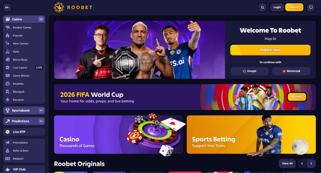 main page of Roobet