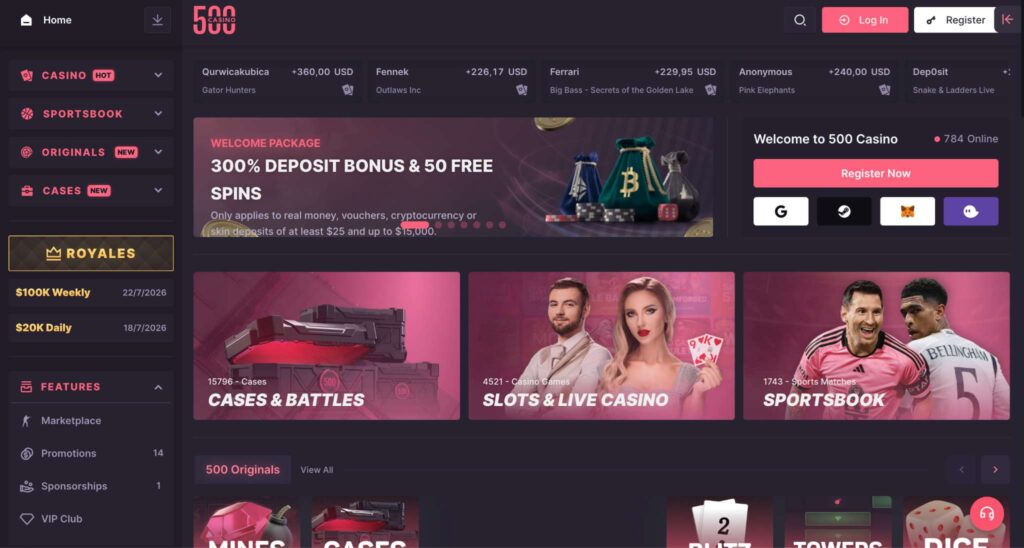 CSGO500 casino lobby