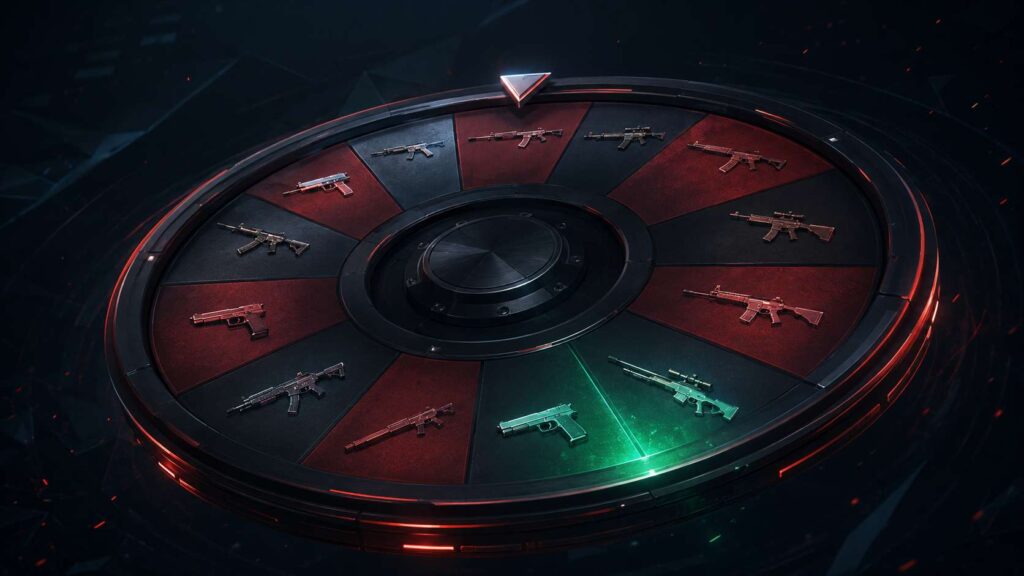 colored roulette wheel interface on a skin gambling site