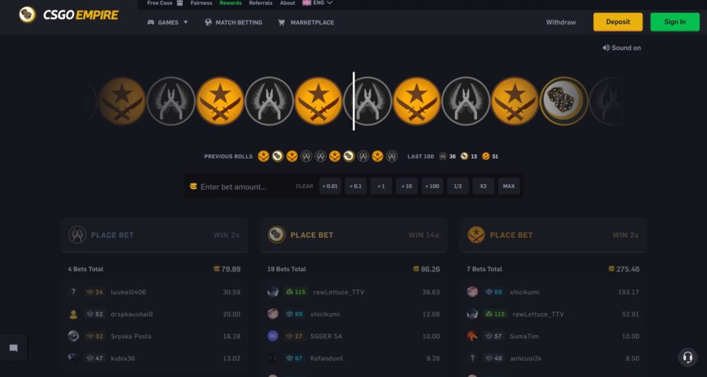 CSGOEmpire main page interface